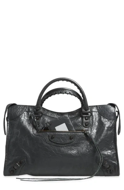 Balenciaga Medium Le City Leather Satchel In 1251 Volcanic Rock