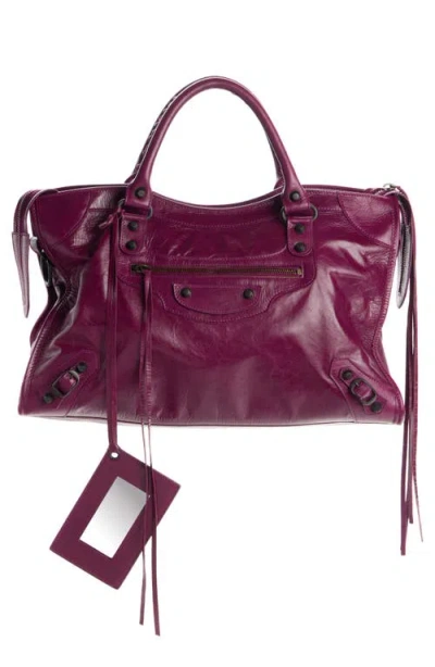 Balenciaga Medium Le City Leather Satchel In Purple