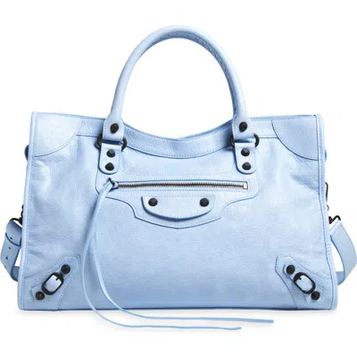 Balenciaga Medium Le City Leather Satchel In Blue