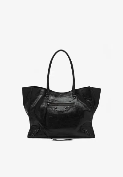 Balenciaga Medium Le City Leather Tote Bag In Black