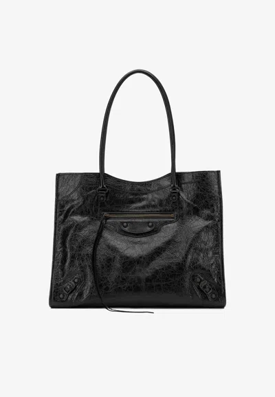 Balenciaga Medium Le City Leather Tote Bag In Black