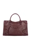 Balenciaga Medium Le City Metal-studs Leather Tote Bag In Red