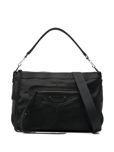 Balenciaga Medium Le City Moto Zip Shoulder Bag In Black