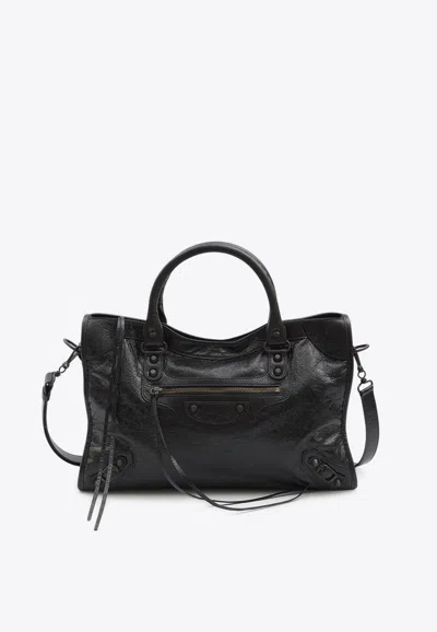 Balenciaga Medium Le City Nappa Leather Tote Bag In Black