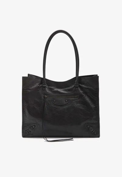 Balenciaga Medium Le City Nappa Leather Tote Bag In Black