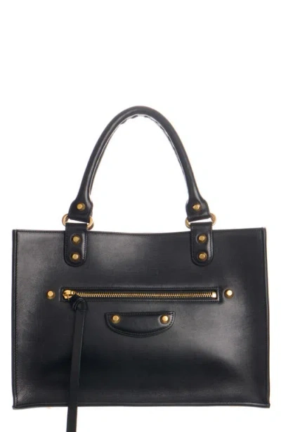 Balenciaga Medium Le City Sleek Leather Tote In 1629 Black/ruby