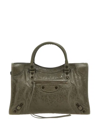 Balenciaga Medium Le City Studded Tote Bag In Green