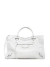 Balenciaga Medium Handbag With Detachable Strap And Studded Accents In White