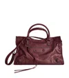 Balenciaga Le City Medium Crinkled Leather Top-handle Bag In Red