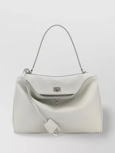 Balenciaga Medium Leather Rodeo Handbag Hardware Shape Handle In White