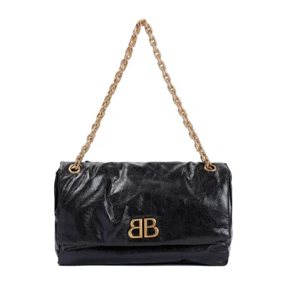 Balenciaga Medium Monaco Chain Bags In Black