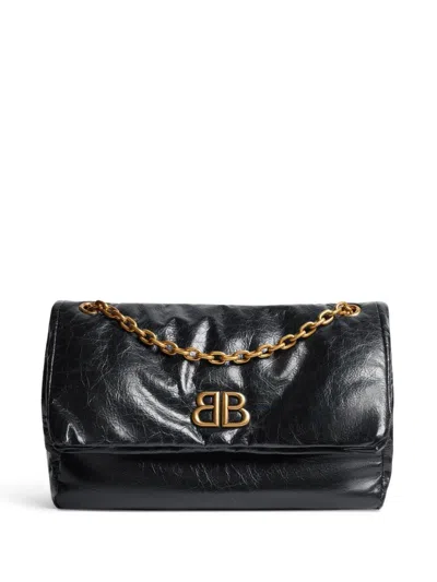 Balenciaga Medium Monaco Chain-strap Bag In Black