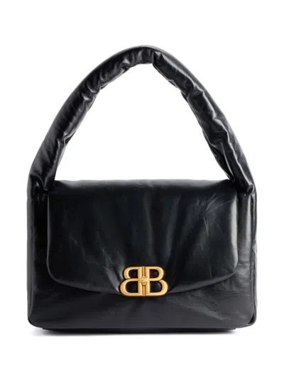 Balenciaga Medium Monaco Leather Shoulder Bag In Black