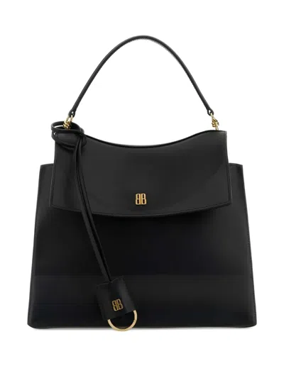 Balenciaga Medium Nano Leather Shoulder Bag In Black