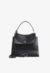 Balenciaga Medium Nano Leather Shoulder Bag In Black