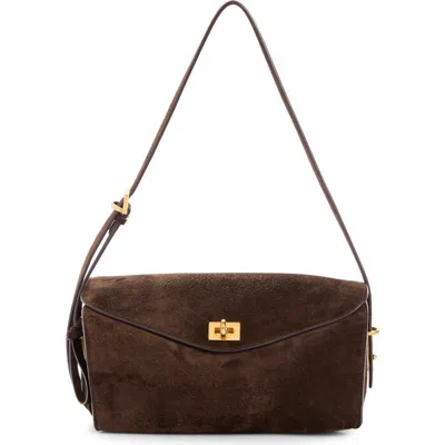 Balenciaga Medium Paris Vii Suede Shoulder Bag In Brown