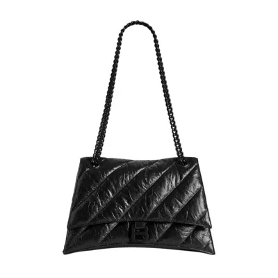 Balenciaga Medium Quilted Crush Chain Bag In Black