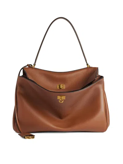 Balenciaga Tan Rodeo Medium Shoulder Bag In Brown