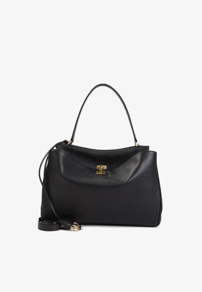 Balenciaga Medium Rodeo Calf Leather Tote Bag In Black