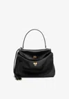 Balenciaga Rodeo Medium Smooth Leather Hand Bags In Black