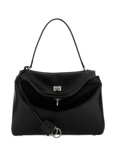 Balenciaga Medium Rodeo Calfskin Top-handle Tote Bag In Black