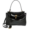 Balenciaga Women`s Medium Rodeo Crocodile Embossed Bag In Black In 1000 Black
