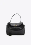 Balenciaga Medium Rodeo Croc-embossed Leather Top Handle Bag In Black
