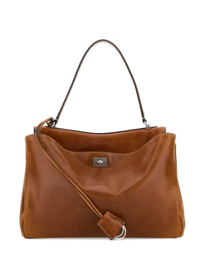 Balenciaga Caramel Leather Medium Rodeo Handbag Tan Cowboy T Domesticated Lamb Le Borse A Mano In Brown