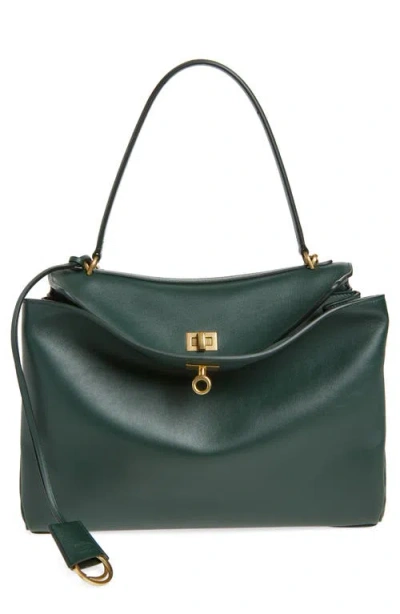 Balenciaga Medium Rodeo Leather Handbag In 3614 Pine Green