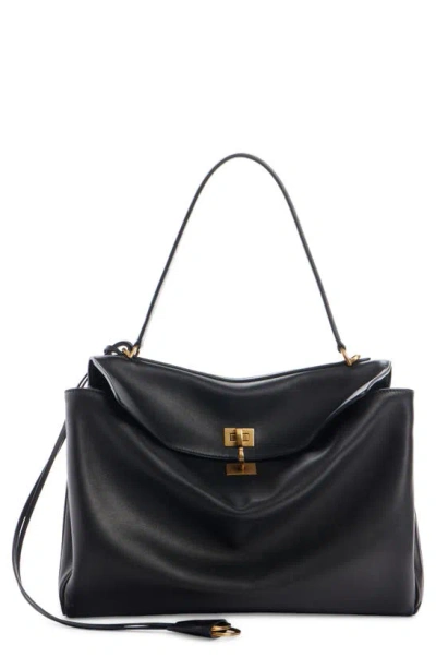 Balenciaga Medium Rodeo Leather Handbag In Black