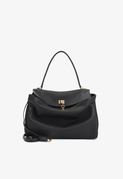 Balenciaga Rodeo Medium Smooth Leather Hand Bags In Black