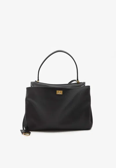 Balenciaga Medium Rodeo Leather Shoulder Bag In Black
