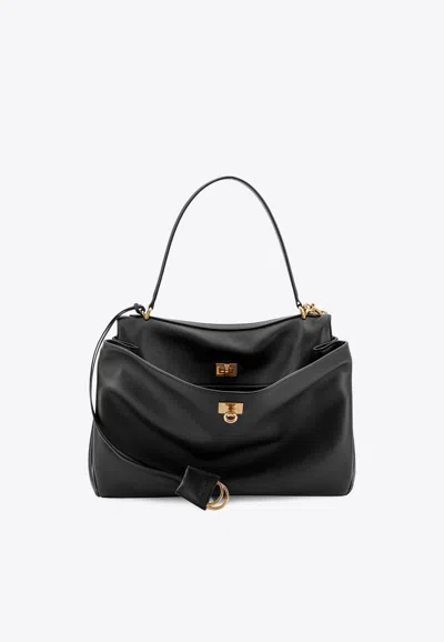 Balenciaga Medium Rodeo Leather Shoulder Bag In Black