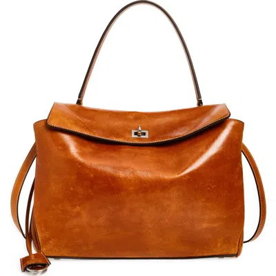 Balenciaga Medium Rodeo Leather Top Handle Bag In Brown
