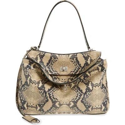 BALENCIAGA BALENCIAGA MEDIUM RODEO PYTHON PRINT LEATHER TOP HANDLE BAG