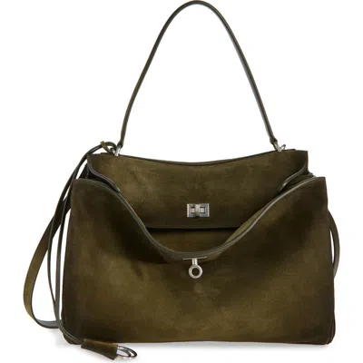 Balenciaga Medium Rodeo Suede Shoulder Bag In Brown