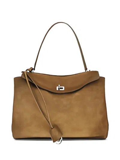 Balenciaga Medium Rodeo Suede Tote Bag In Brown