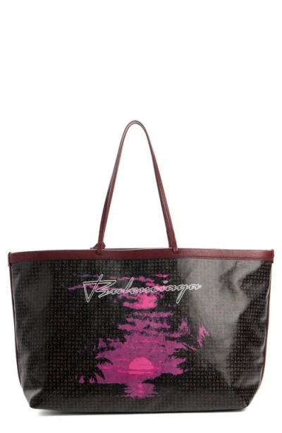 Balenciaga Medium Snob Coated Canvas Tote In Black