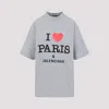 Balenciaga I Love Paris Logo T-shirt In Heather Grey