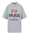 Balenciaga Grey Crewneck T-shirt With Maxi Logo Print On The Front In Cotton Woman In Gray