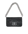 Balenciaga Small Leather Soft Flap Shoulder Bag In Black