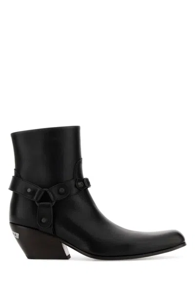 Balenciaga Memphis Leather Ankle Boots With 5.5 Cm Heel In Black