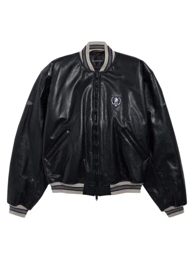 Balenciaga Men's 3b Football Bomber Jacket In Black