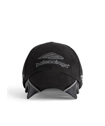 Balenciaga Logo Football Cap In Black
