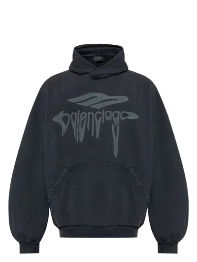 BALENCIAGA MEN'S 3B LIQUIFIED FADED SWEATSHIRT