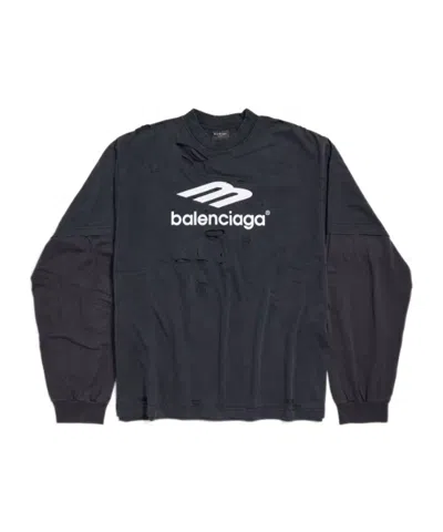 Balenciaga Men's 3b Sport Icon Layered T-shirt  Medium Fit In Black