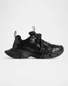Balenciaga Men Runner Mesh And Leather Sneakers In Black