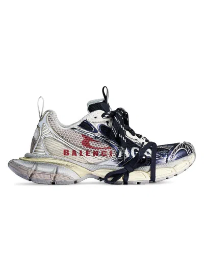 Balenciaga 3xl Split Logo Nylon And Mesh Sneakers In Neutral