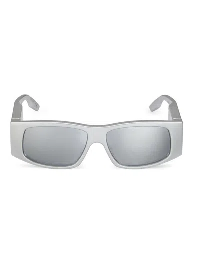 Balenciaga Men's 56mm Rectangular Led Sunglasses In Silver
