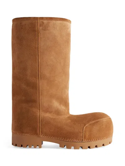 Balenciaga Men's Alaska Faux Fur High Boots In Brown